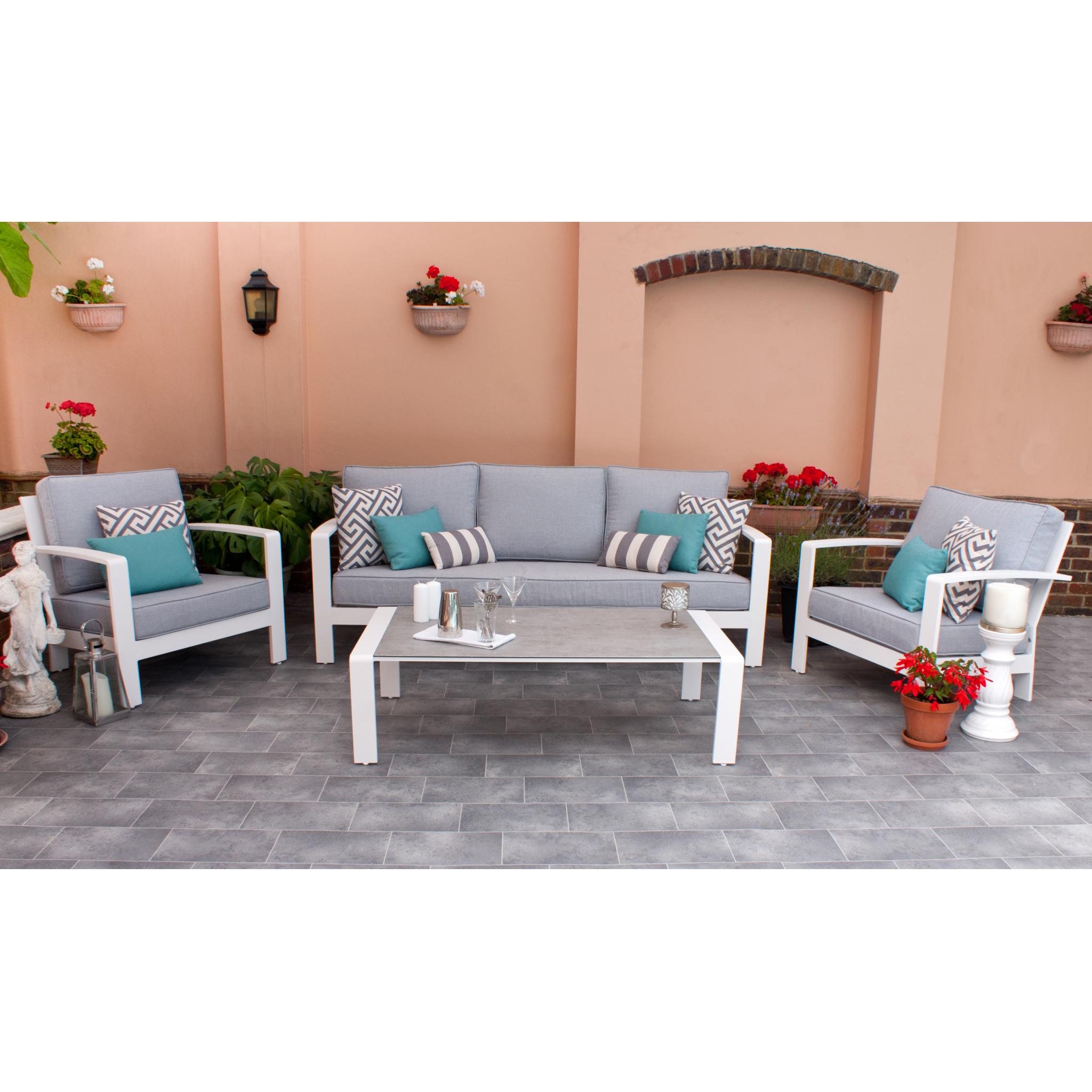 Saint Lucia 3 Seat Sofa Set White