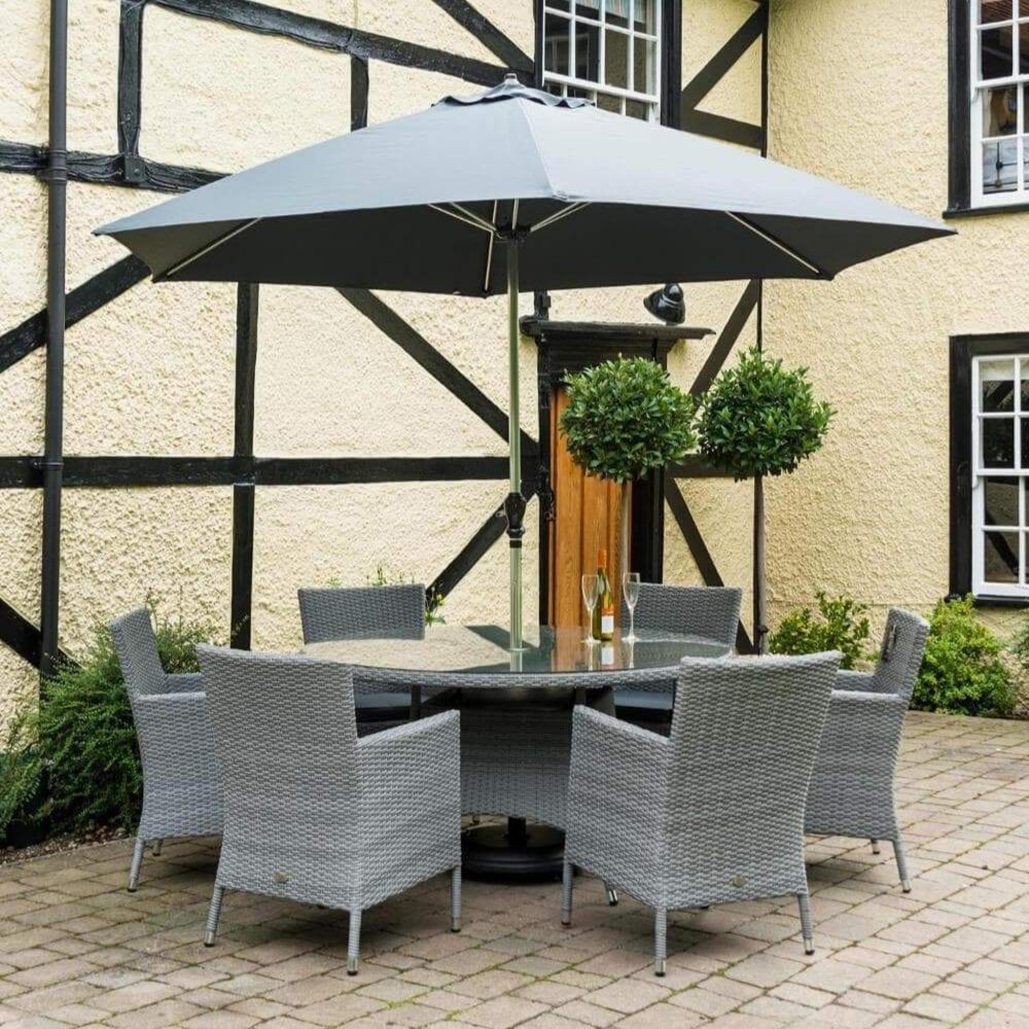Chatsworth 6 Seat Round Dining Set Grey