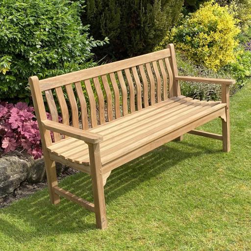 Wave Back 3 seat Teak Bench
