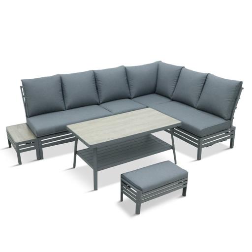 Monza Rectangular Modular Corner Set with Adjustable Table